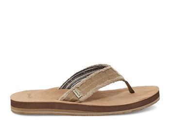 Sanuk Fraid Not Soft Top Eco Friendly Men's Flip Flops Beige | Canada 255KOR